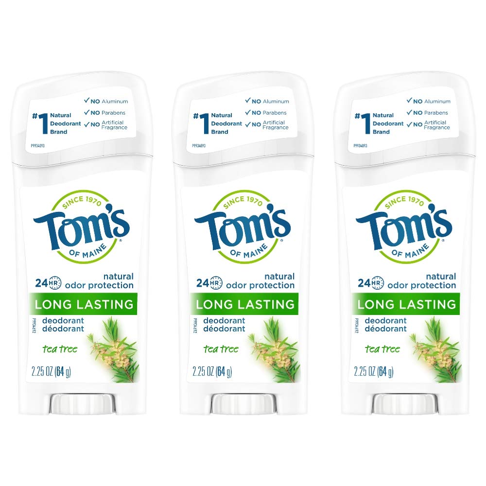 Tom's of Maine Long-Lasting Aluminum-Free Natural Deodorant for Women, Tea Tree, 2.25 oz. 3-Pack (Packaging May Vary)