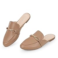MUSSHOE Women Mules Comfortable Pointed Toe Mules for Women Flats with Buckle