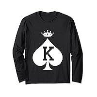 King and Queen Couples Hearts Matching Valentine's Day Cute Long Sleeve T-Shirt