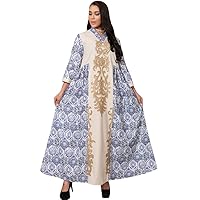 Autumn Winter Muslim Ethnic Middle East Sequin Embroider Clothing Large Swing Dress for Women