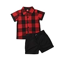 Karwuiio Toddler Baby Boy Summer Outfits Short Sleeve Button Down Print Shirt with Shorts 2PCS Hawaiian Clothes