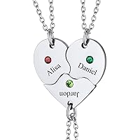 Puzzle Friendship Necklace Stainless Steel BFF Necklace, 2/3/4/5/6/7/8pcs Personalized Matching Heart Pendant Friendship Necklaces for Women Men, Send Gift Box