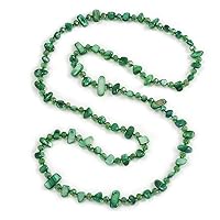 Avalaya Green Shell Nugget and Glass Bead Long Necklace - 115cm Long