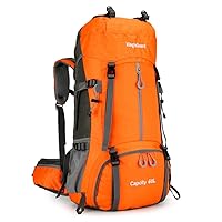 60L Hiking Backpack, Waterproof Camping Backpacking Backpack for Men Outdoor Climbing Daypack (Orange)
