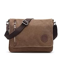 Mens Messenger Bag, Canvas Laptop Bag Briefcase Shoulder Crossbody Purse Pack,Travel Hiking Outdoors Portable Daypack (Coffee)