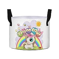 Cute Unicorn Owls 7 Gallon Plant Grow Bag Heavy Duty Thickened Spring Rainbow Ladybug Fabric Planter Pot with Handles Gardening Pot for Potatoes Vegetables Tomatoes Tree and Fruits