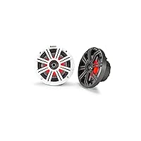 KICKER KM65 6.5-Inch (165mm) Marine Coaxial Speakers with 3/4-Inch Tweeters, LED, 4-Ohm, Charcoal and White Grilles