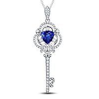 Design 14K/18K White Gold Natural Tanzanite Diamond Necklace Pendant for Women Engagement Wedding Gift