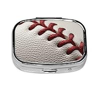 Baseball Lace Close Up Pill Box 3 Compartment Metal Pill Case for Purse & Pocket Portable Medicine Organizer Mini Travel Pillbox Weekly Pill Container
