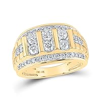 The Diamond Deal 10kt Yellow Gold Mens Round Diamond Band Ring 1-1/2 Cttw