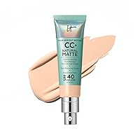 CC+ Cream Natural Matte Foundation with SPF 40 - Shine-Reducing & Long-Wear Full Coverage Foundation For Oily Skin - With Hyaluronic Acid - Fragrance Free & Non-Comedogenic - 1.08 fl oz