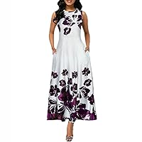 XJYIOEWT Wedding Dress Guest Summer,Women´s Boho Floral Vintage Maxi Dress Evening Party Beach Tunic Sleeveless Dress Ch