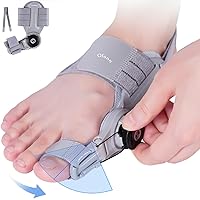 Bunion Corrector for Women Men Big Toe, Adjustable Knob Bunion Splint for Bunion Relief, Orthopedic Toe Straightener with Anti-slip Heel Strap and Silicone Pad, Suitable for Left and Right Feet (1, Grey)