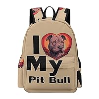 I Love My Pit Bull Laptop Backpack for Women Men Cute Shoulder Bag Printed Daypack for Travel Sports Work