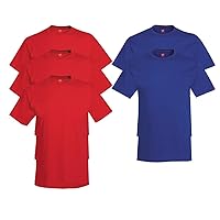 Hanes, Comfort Soft Crew-Neck T-Shirt (Pack of 5), 3 Deep Red/2 Deep Royal