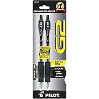 Pilot, G2 Premium Gel Roller Pens, Extra Fine Point 0.5 mm, Pack of 2, Black