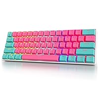 Owpkeenthy Pink 60% Wireless Gaming Keyboard Mechanical, RGB Bluetooth Compact Mini Keyboard with Backlit PBT Keycaps for MAC PC Gamer (Blue Switch/Miami)