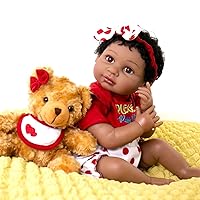 Lifelike Reborn Baby Dolls Black Girl 22 Inch African American Newborn Dolls Real Baby Dolls That Look Real Realistic Baby Dolls Girl with Plush Bear Gifts Set for Age 3+