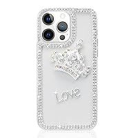 Bonitec Compatible with iPhone 14 Pro Max Glitter Case for Women Girls 3D Bling Sparkle Luxury Cute Crystal Rhinestone Diamond Clear Phone Case for iPhone 14 Pro Max