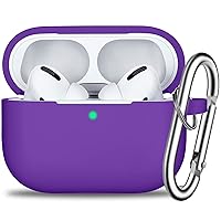 R-fun AirPods Pro Case Cover with Keychain, Full Protective Silicone Skin Accessories for Women Girl with Apple 2019 Latest AirPods Pro Case, Front LED Visible-Purple