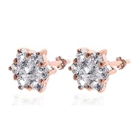 Morganite Round Shape Gemstone Jewelry 10K, 14K, 18K Rose Gold Stud Earrings For Women/Girls