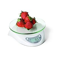 Taylor Digital Kitchen Scale with Glass Platform, Tare Button, and Plastic Body Weighs up to 11 Pounds Capacity, White