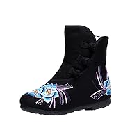 Women and Ladies The Flowers Embroidery Short Boots Shoe