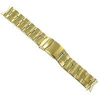 22mm Speidel Yellow Gold Tone Metal Curved End Foldover Clasp Watch Band 1772