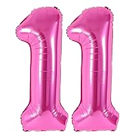 40 Inch Giant Light Pink Number 11 Balloon, Helium Mylar Foil Number Balloons for Birthday Party, 11th Birthday Decorations for kids and adults, 11 Year Anniversary Party Decorations Supplies