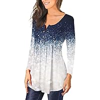 Long Sleeve Tunic Tops to Wear with Leggings 2024 Fashion Sequin Shirts Crew Neck Loose Casual T-Shirts Plus Size