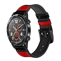 CA0384 Black and Red Striped Leather & Silicone Smart Watch Band Strap for Wristwatch Smartwatch Smart Watch Size (20mm)