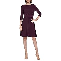 Tommy Hilfiger Women's 3/4 Sleeve Jersey Fit-and-flare Wrap Detail Dress