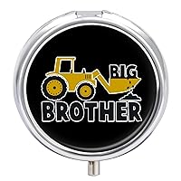 Big Brother Gift for Tractor Cute Pill Case with 3 Compartment Portable Pocket Pillbox Round Vitamins Medication Organizer Travel Gifts