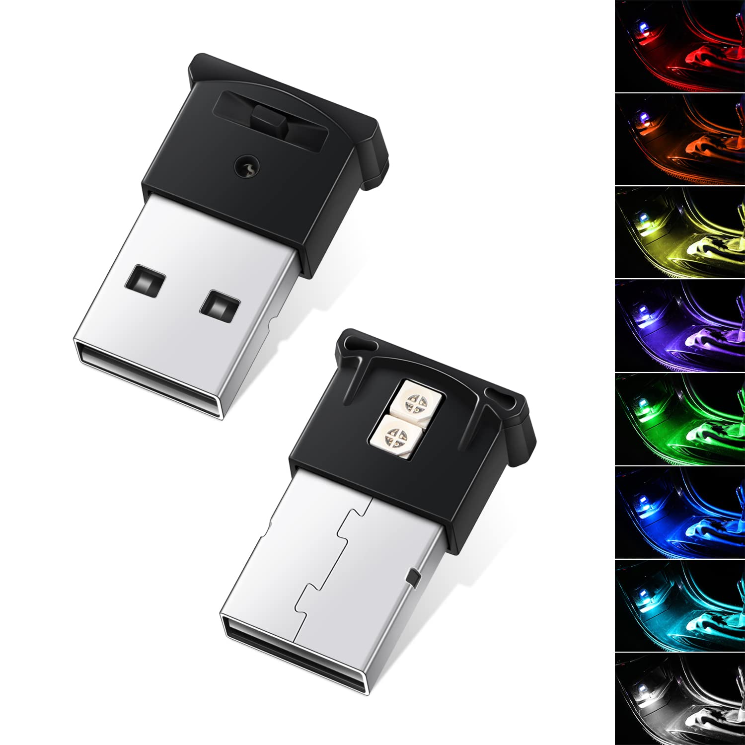 Mua Ouzorp 2 Pcs Mini USB LED Light, 8 Colors RGB Car Interior ...