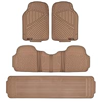 Motor Trend 3-Row Heavy Duty Rubber Floor Mats & Liners for Car SUV Van, Front 2nd & 3rd Row Durable Polymerized Latex Full Interior Protection, Extra-High Ridgeline Design, Beige