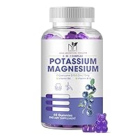 Magnesium Potassium Gummies, Sugar-Free Chewable Potassium Supplement with Magnesium Glycinate 500mg, Calcium Potassium Magnesium Complex Supplements -60 Count