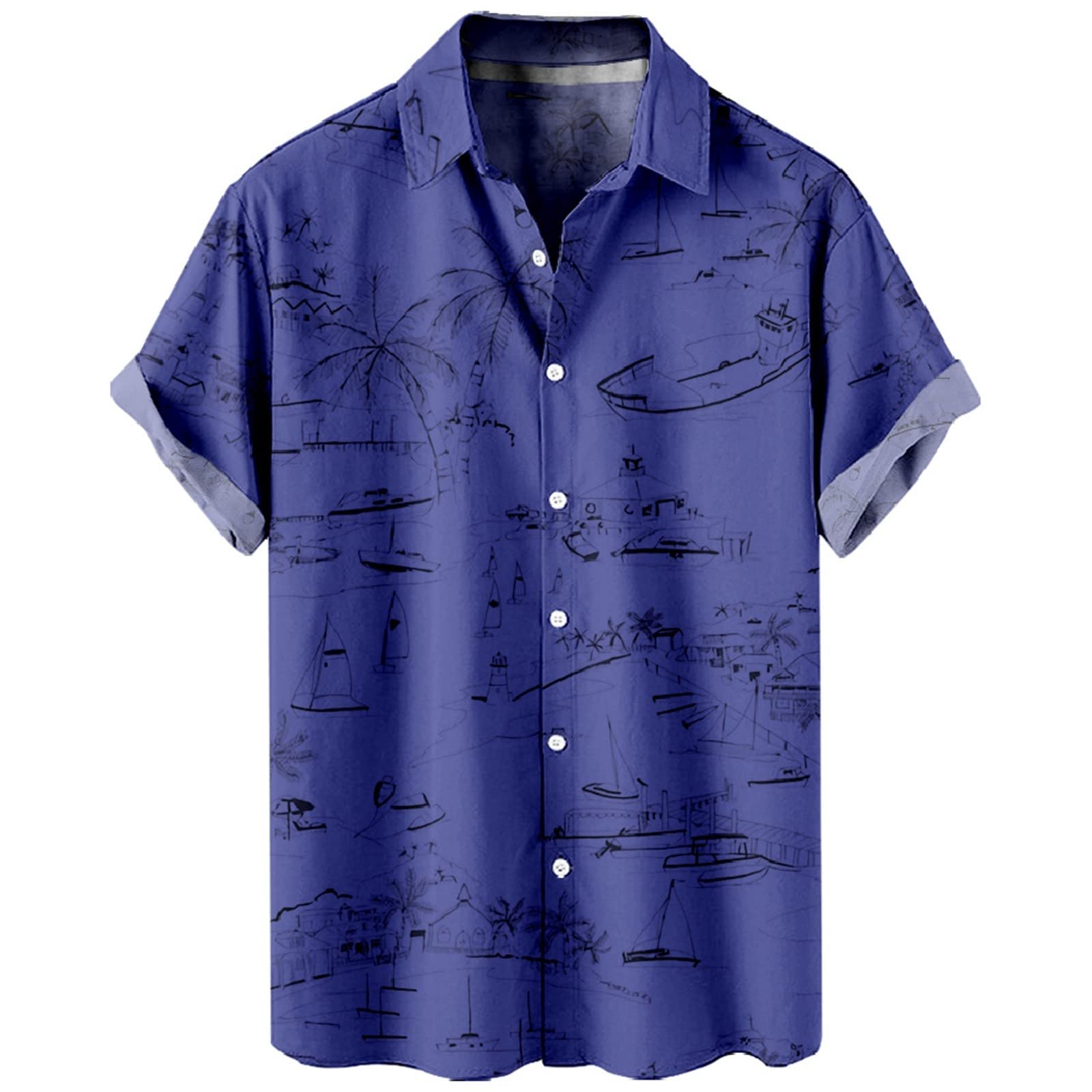 Mens Hawaiian Shirts Button Down Short Sleeve Beach Shirts Summer