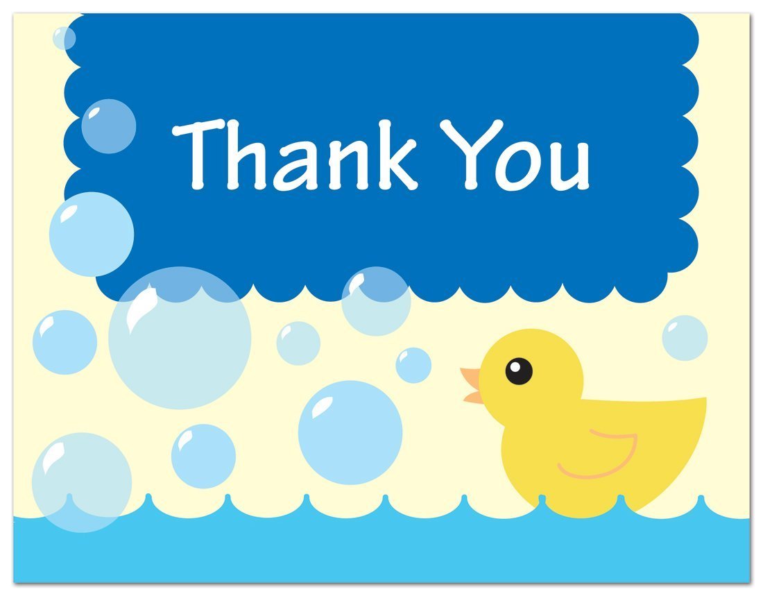 50 Cnt Yellow Duck Blue Bubbles Baby Shower Thank You Cards