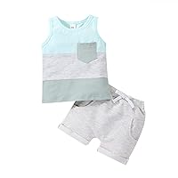 Kupretty Baby Boy Summer Clothes Sleeveless Tank Tops Vest T-Shirt + Casual Shorts Toddler Outfits Set