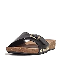 FitFlop Women's Iqushion Adjustable Buckle Leather Slides Wedge Sandal