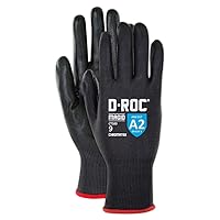 MAGID Dry Grip Level A2 Cut Resistant Work Gloves, 12 PR, Polyurethane Coated, Size 12/XXXL, 15-Gauge Hyperon Shell, Reusable, Black, (CT500)