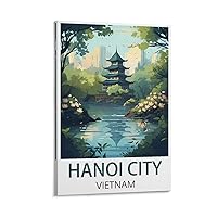 ZBZGOEZO Hanoi City Vietnam Vintage Travel Posters 24x36inch(60x90cm) Canvas Wall Posters And Art Picture Print Modern Family Bedroom Decor