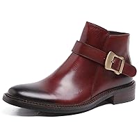 Mens Buckle Monk Strap Leather Dress Ankle Boots