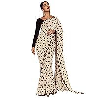 Elina fashion Women Sarees Polka Dotted Printed Saree with Unstitched Blouse