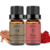 yethious Rose Essential Oil Bundle with Sandalwood Essential Oil 100% Pure Organic Aromatherapy Gift Oils 10ml for Mother's Day