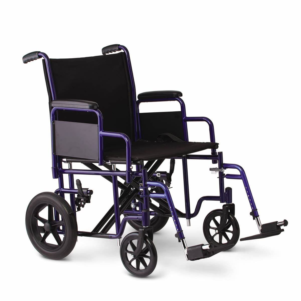 Medline Heavy Duty Transport Chair supports up to 500 lbs., Bariatric Transport Wheelchair, 22