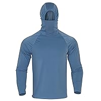 Men's UPF 50+ Sun Protection Hoodie Lightweight Long Sleeve Thumbholes SPF/UV Shirt Mask Workout Running Shirts