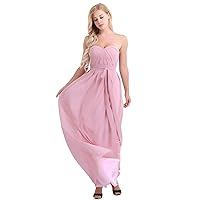 TiaoBug Women's Strapless Bridesmaid Maxi Dresses Formal Evening Prom Gown