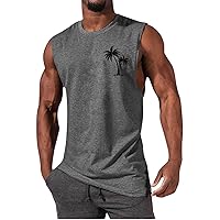 Mens Athletic Tank Tops Coconut Print Sleeveless Crew Neck Tshirts for Men Summer Leisure Fitness Vest Gym