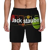 Jack Stauber Logo Mens Casual Swim Trunks Board Shorts Surf Board Shorts Quick Dry with Mesh Lining Drawstring Swimsuit